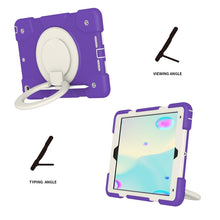 For iPad 10.2 2019/10.2 2020/10.2 2021 Silicone + PC Full Body Protection Tablet Case With Holder & Strap(Dark Purple)