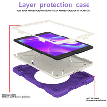 For iPad 10.2 2019/10.2 2020/10.2 2021 Silicone + PC Full Body Protection Tablet Case With Holder & Strap(Dark Purple)