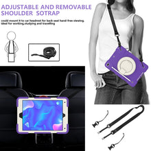 For iPad 10.2 2019/10.2 2020/10.2 2021 Silicone + PC Full Body Protection Tablet Case With Holder & Strap(Dark Purple)