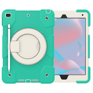 For iPad 10.2 2019/10.2 2020/10.2 2021 Silicone + PC Full Body Protection Tablet Case With Holder & Strap(Mint Green)