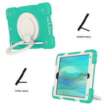 For iPad 10.2 2019/10.2 2020/10.2 2021 Silicone + PC Full Body Protection Tablet Case With Holder & Strap(Mint Green)