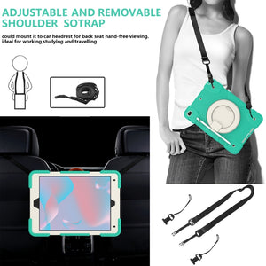 For iPad 10.2 2019/10.2 2020/10.2 2021 Silicone + PC Full Body Protection Tablet Case With Holder & Strap(Mint Green)