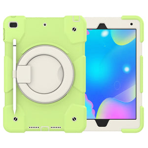 For iPad 10.2 2019/10.2 2020/10.2 2021 Silicone + PC Full Body Protection Tablet Case With Holder & Strap(Green)