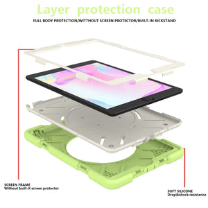 For iPad 10.2 2019/10.2 2020/10.2 2021 Silicone + PC Full Body Protection Tablet Case With Holder & Strap(Green)