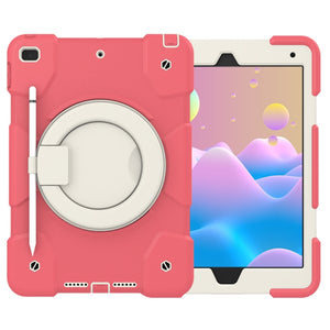 For iPad 10.2 2019/10.2 2020/10.2 2021 Silicone + PC Full Body Protection Tablet Case With Holder & Strap(Red)