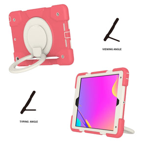 For iPad 10.2 2019/10.2 2020/10.2 2021 Silicone + PC Full Body Protection Tablet Case With Holder & Strap(Red)