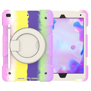 For iPad 10.2 2019/10.2 2020/10.2 2021 Silicone + PC Full Body Protection Tablet Case With Holder & Strap(Colorful Purple)