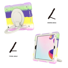 For iPad 10.2 2019/10.2 2020/10.2 2021 Silicone + PC Full Body Protection Tablet Case With Holder & Strap(Colorful Purple)