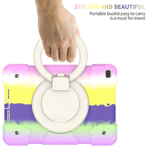 For iPad 10.2 2019/10.2 2020/10.2 2021 Silicone + PC Full Body Protection Tablet Case With Holder & Strap(Colorful Purple)