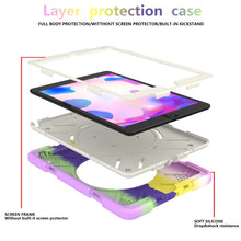 For iPad 10.2 2019/10.2 2020/10.2 2021 Silicone + PC Full Body Protection Tablet Case With Holder & Strap(Colorful Purple)