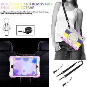 For iPad 10.2 2019/10.2 2020/10.2 2021 Silicone + PC Full Body Protection Tablet Case With Holder & Strap(Colorful Purple)