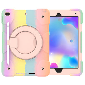 For iPad 10.2 2019/10.2 2020/10.2 2021 Silicone + PC Full Body Protection Tablet Case With Holder & Strap(Colorful Rose Gold)