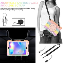 For iPad 10.2 2019/10.2 2020/10.2 2021 Silicone + PC Full Body Protection Tablet Case With Holder & Strap(Colorful Rose Gold)