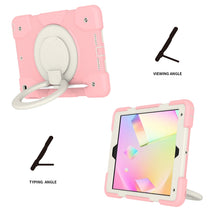 For iPad 10.2 2019/10.2 2020/10.2 2021 Silicone + PC Full Body Protection Tablet Case With Holder & Strap(Pink)