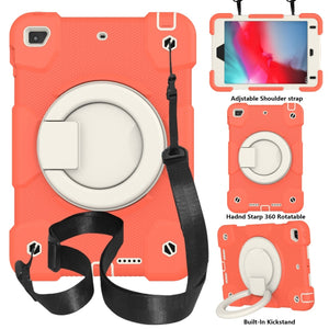 For iPad mini 4 2015/mini 2019 Silicone + PC Full Body Protection Tablet Case With Holder & Strap(Orange)