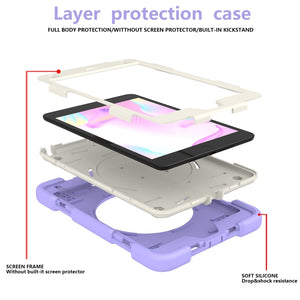 For iPad mini 4 2015/mini 2019 Silicone + PC Full Body Protection Tablet Case With Holder & Strap(Purple)