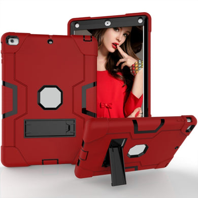 For iPad 4 / 3 / 2 Silicone + PC Protective Case with Stand(Red + Gray)