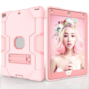 For iPad 4 / 3 / 2 Silicone + PC Protective Case with Stand(Rose Gold)