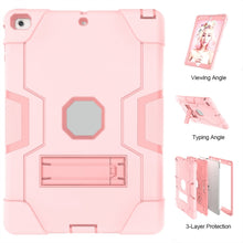 For iPad 4 / 3 / 2 Silicone + PC Protective Case with Stand(Rose Gold)