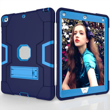 For iPad 4 / 3 / 2 Silicone + PC Protective Case with Stand(Light Blue + Dark Blue)