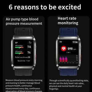 S6T 1.7 Inch Air Pump Smart Watch Supports Heart Rate Detection, Blood Pressure Detection, Blood Oxygen Detection(Blue)