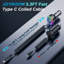 JOYROOM JR-CL19 60W 4 in 1 Car Charger with Type-C Coiled Data Cable(Black)