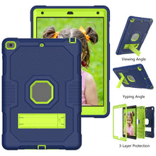 For iPad 10.2 2021 Contrast Color Robot Shockproof Silicone + PC Tablet Case(Navy Blue Yellow Green)