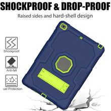 For iPad 10.2 2021 Contrast Color Robot Shockproof Silicone + PC Tablet Case(Navy Blue Yellow Green)