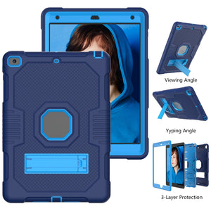 For iPad 10.2 2021 Contrast Color Robot Shockproof Silicone + PC Tablet Case(Navy Blue)