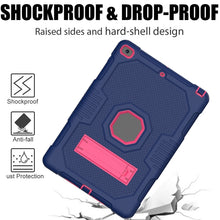 For iPad 10.2 2021 Contrast Color Robot Shockproof Silicone + PC Tablet Case(Navy Blue Rose)