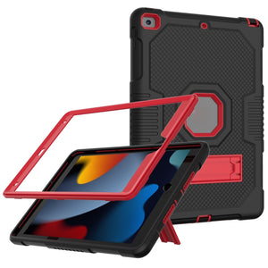 For iPad 10.2 2021 Contrast Color Robot Shockproof Silicone + PC Tablet Case(Black Red)