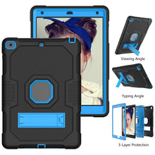 For iPad 10.2 2021 Contrast Color Robot Shockproof Silicone + PC Tablet Case(Black Blue)