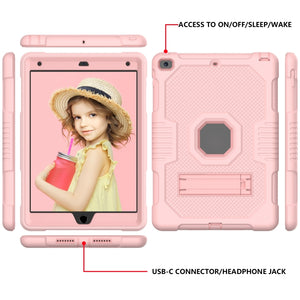 For iPad 10.2 2021 Contrast Color Robot Shockproof Silicone + PC Tablet Case(Rose Gold)