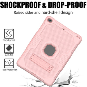 For iPad 10.2 2021 Contrast Color Robot Shockproof Silicone + PC Tablet Case(Rose Gold)