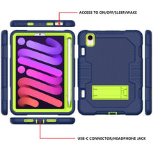 For iPad mini 6 Contrast Color Robot Shockproof Silicone + PC Tablet Case(Navy Blue Yellow Green)