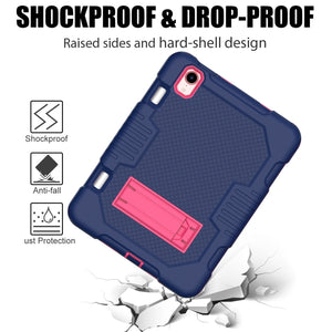 For iPad mini 6 Contrast Color Robot Shockproof Silicone + PC Tablet Case(Navy Blue Rose)