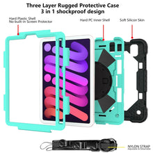 For iPad mini 6 Contrast Color Robot Silicone + PC Tablet Case(Black+Mint)