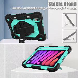 For iPad mini 6 Contrast Color Robot Silicone + PC Tablet Case(Black+Mint)