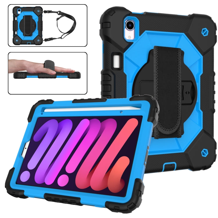 For iPad mini 6 Contrast Color Robot Silicone + PC Tablet Case(Black+Blue)