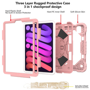 For iPad mini 6 Contrast Color Robot Silicone + PC Tablet Case(Rose Gold)