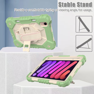 For iPad mini 6 Contrast Color Robot Silicone + PC Tablet Case(Matcha Green+Beige)