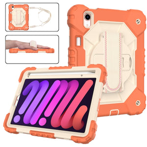 For iPad mini 6 Contrast Color Robot Silicone + PC Tablet Case(Coral Orange+Beige)