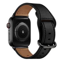 Genuine Leather Watch Band For Apple Watch Ultra 49mm / Series 8&7 45mm / SE 2&6&SE&5&4 44mm / 3&2&1 42mm(Black)