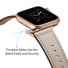 Genuine Leather Watch Band For Apple Watch Ultra 49mm / Series 8&7 45mm / SE 2&6&SE&5&4 44mm / 3&2&1 42mm(Beige)