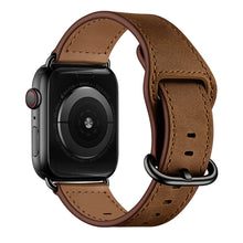 Genuine Leather Watch Band For Apple Watch Ultra 49mm / Series 8&7 45mm / SE 2&6&SE&5&4 44mm / 3&2&1 42mm(Dark Brown Crazy Horse Texture)