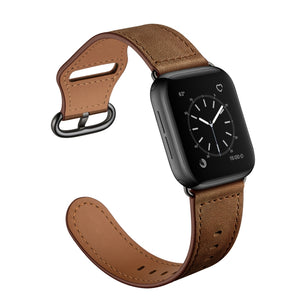 Genuine Leather Watch Band For Apple Watch Ultra 49mm / Series 8&7 45mm / SE 2&6&SE&5&4 44mm / 3&2&1 42mm(Dark Brown Crazy Horse Texture)