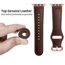 Genuine Leather Watch Band For Apple Watch Ultra 49mm / Series 8&7 45mm / SE 2&6&SE&5&4 44mm / 3&2&1 42mm(Dark Brown Oil Texture)