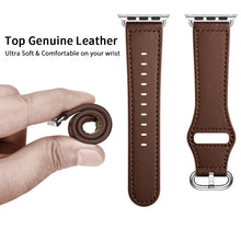 Genuine Leather Watch Band For Apple Watch Ultra 49mm / Series 8&7 45mm / SE 2&6&SE&5&4 44mm / 3&2&1 42mm(Dark Brown Needle Texture)