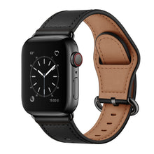 Genuine Leather Watch Band For Apple Watch Series 8&7 41mm / SE 2&6&SE&5&4 40mm / 3&2&1 38mm(Black)