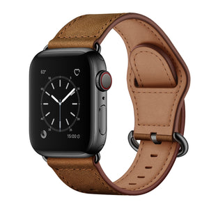 Genuine Leather Watch Band For Apple Watch Series 8&7 41mm / SE 2&6&SE&5&4 40mm / 3&2&1 38mm(Dark Brown Crazy Horse Texture)